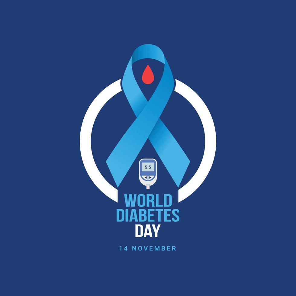 célébration de la bannière de la journée mondiale du diabète 14 novembre mois de sensibilisation vecteur