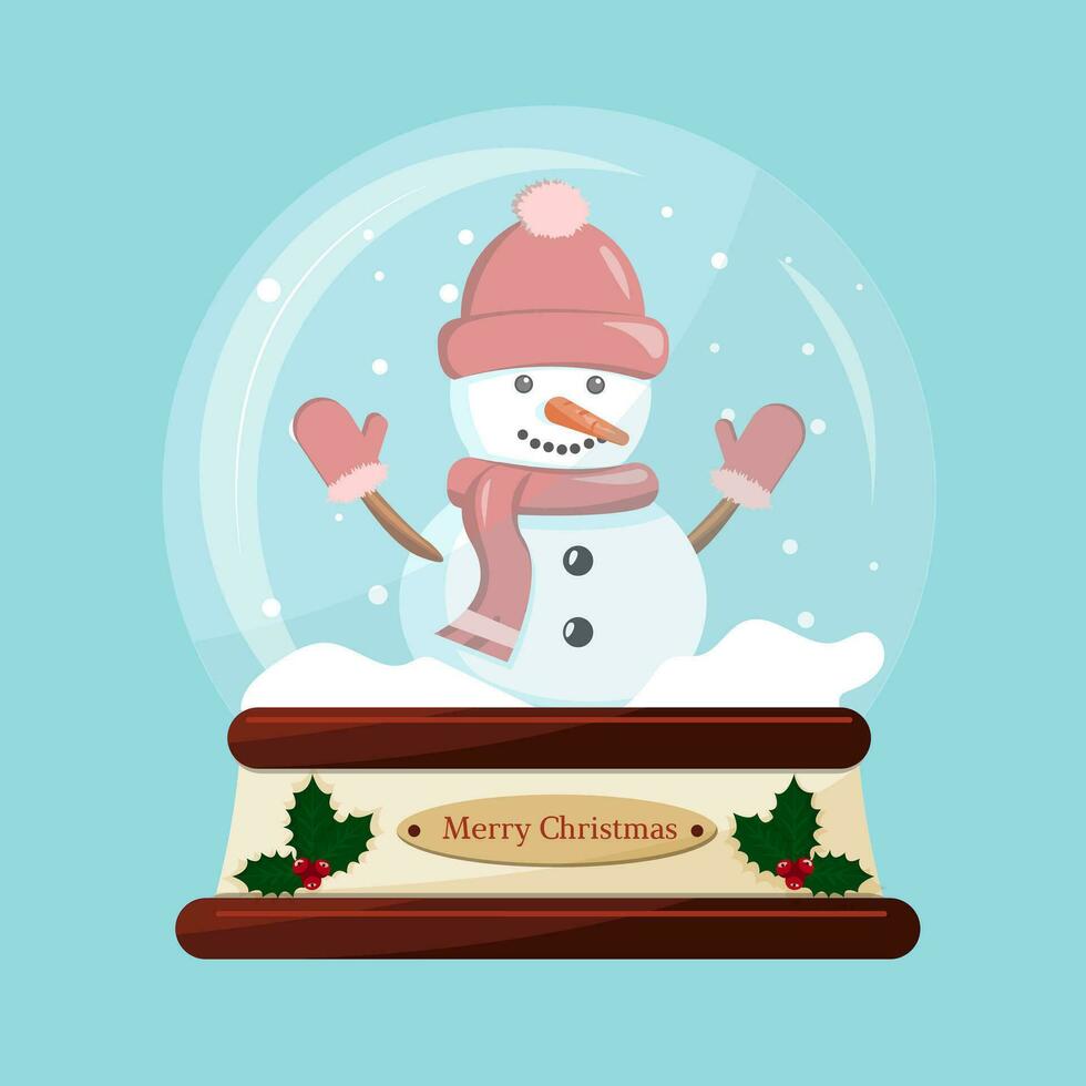 bonhomme de neige dans Noël boule de neige vecteur illustration