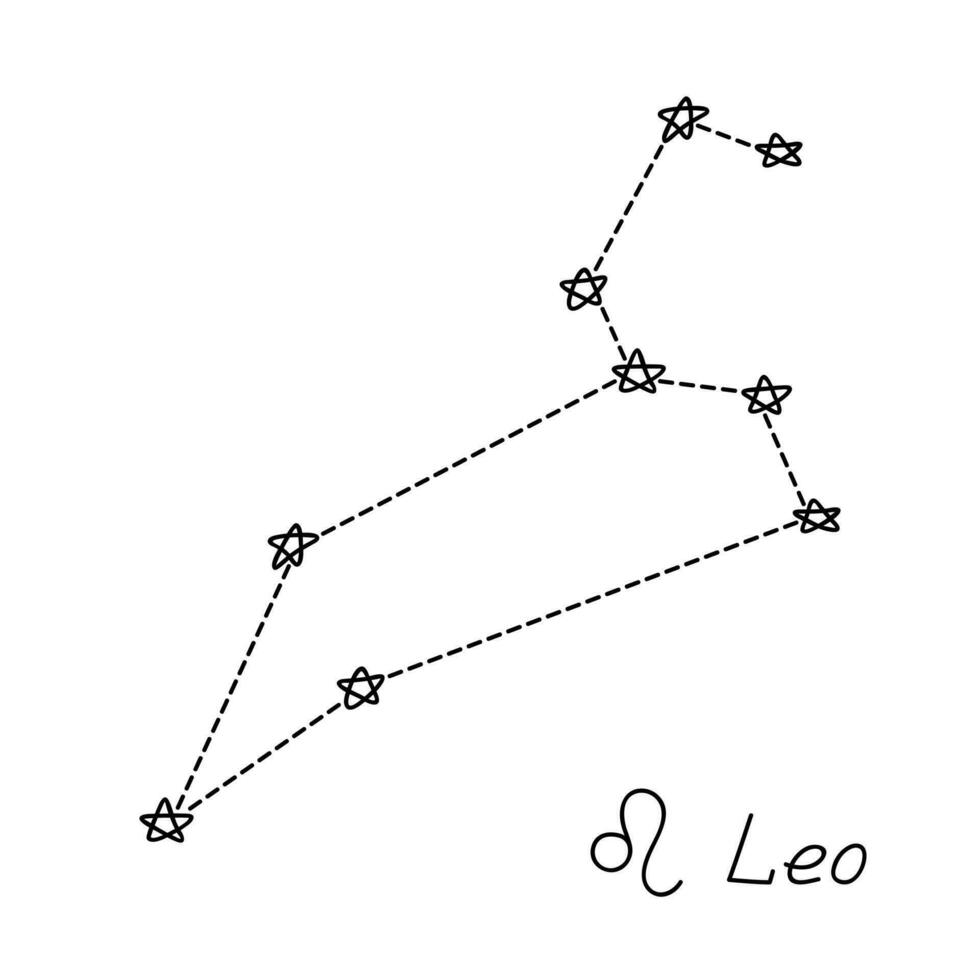 signe du zodiaque lion dessiné à la main symbole ésotérique doodle élément clipart astrologie pour la conception vecteur