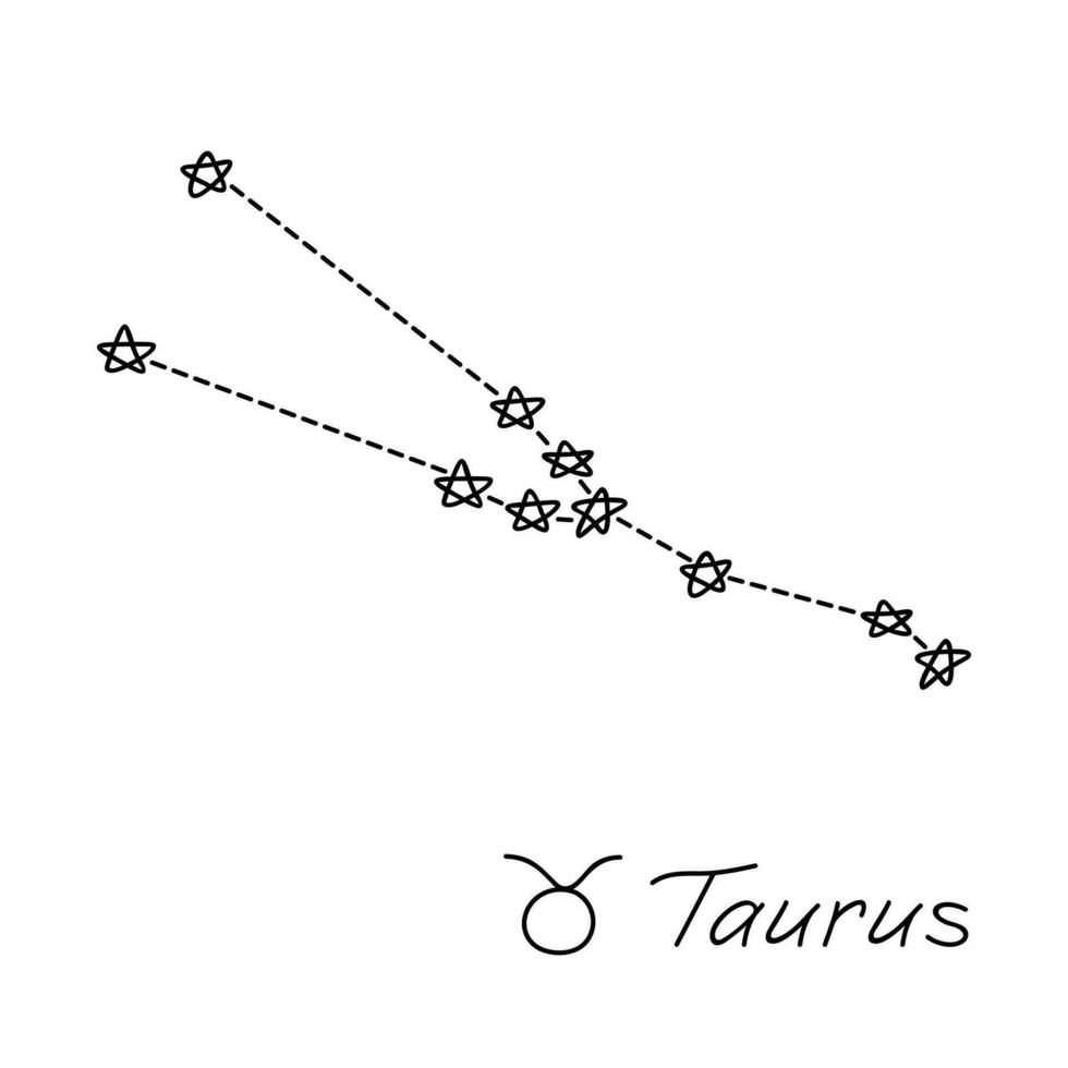 signe du zodiaque taureau dessiné à la main symbole ésotérique doodle élément clipart astrologie pour la conception vecteur