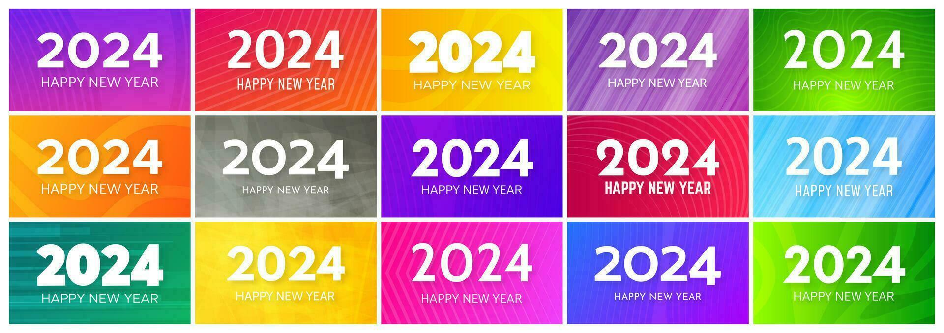 2024 content Nouveau année sur coloré arrière-plans vecteur