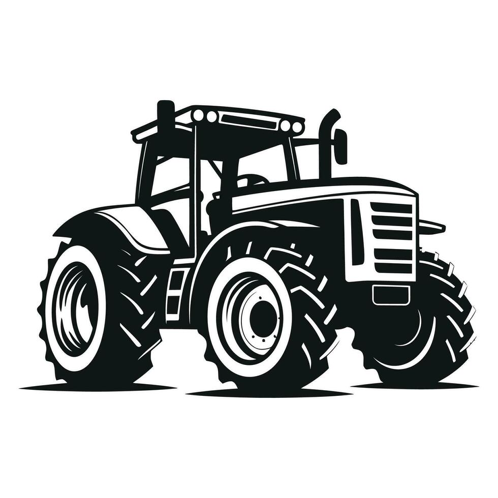 silhouette de une tracteur illustration vecteur avec noir vieux tracteur sur blanc Contexte