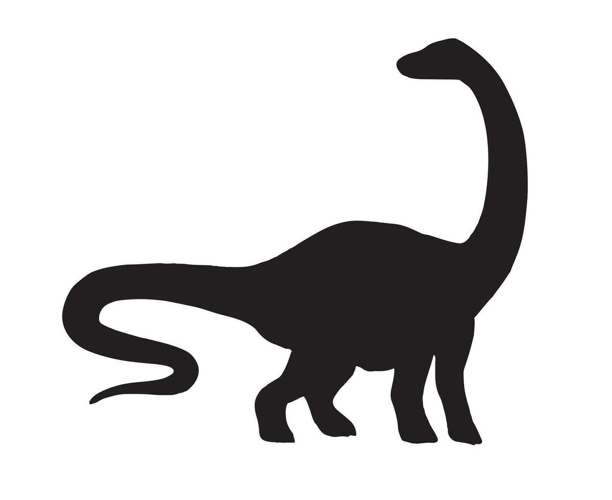 vecteur, noir, diplodocus, dinosaure, silhouette vecteur