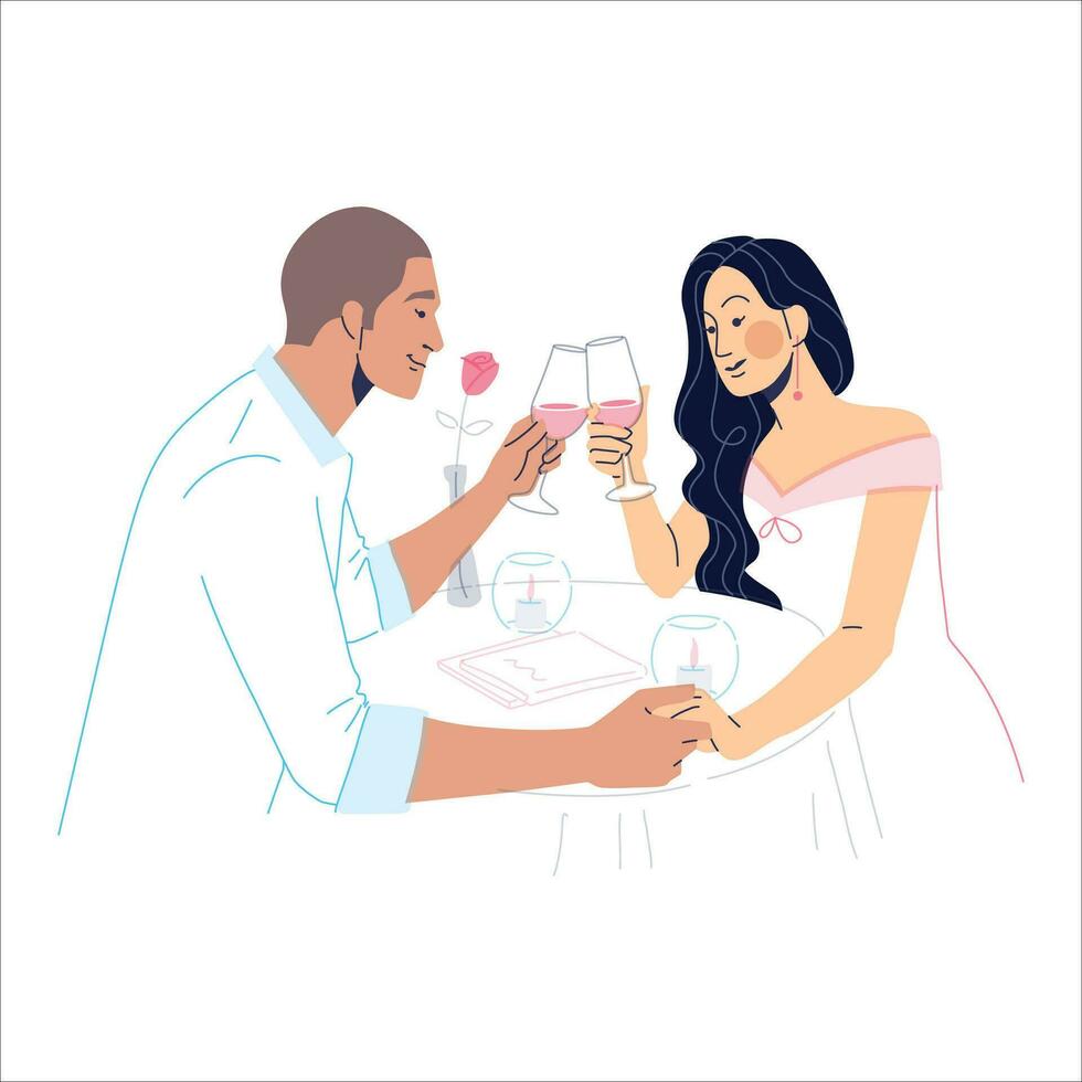 vecteur illustration de une romantique dîner ensemble