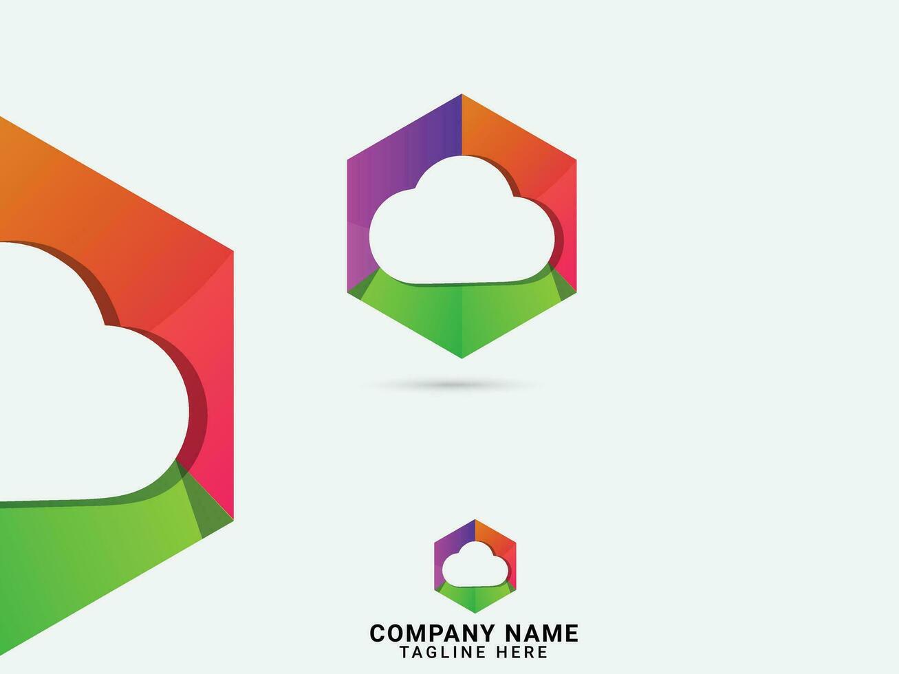 polygone nuage logo. nuage logo avec polygone forme. entreprise. Voyage nuage logo. ciel. coloré logo conception. prime. vert. la finance vecteur