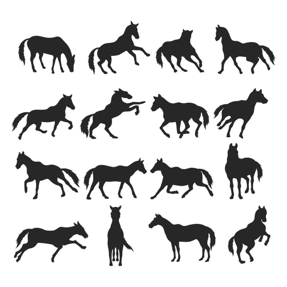 fonctionnement cheval silhouette illustration, vecteur cheval courses paquet ensemble