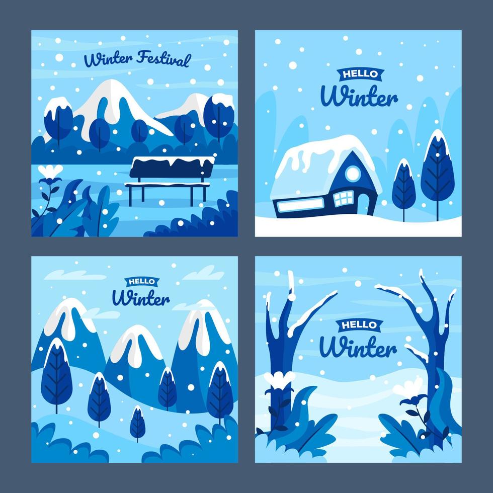 collection de cartes de festival d'hiver vecteur