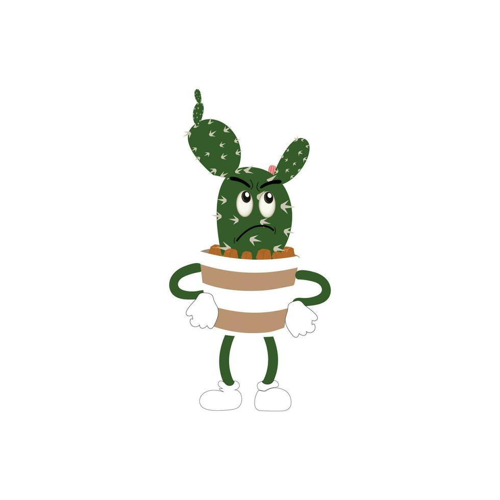 dessin animé cactus plante dans une pot personnage mascotte dans noir lunettes de soleil, dessin animé personnages autocollants. épineux plante dans différent pose, Actions et avec visage expressions vecteur