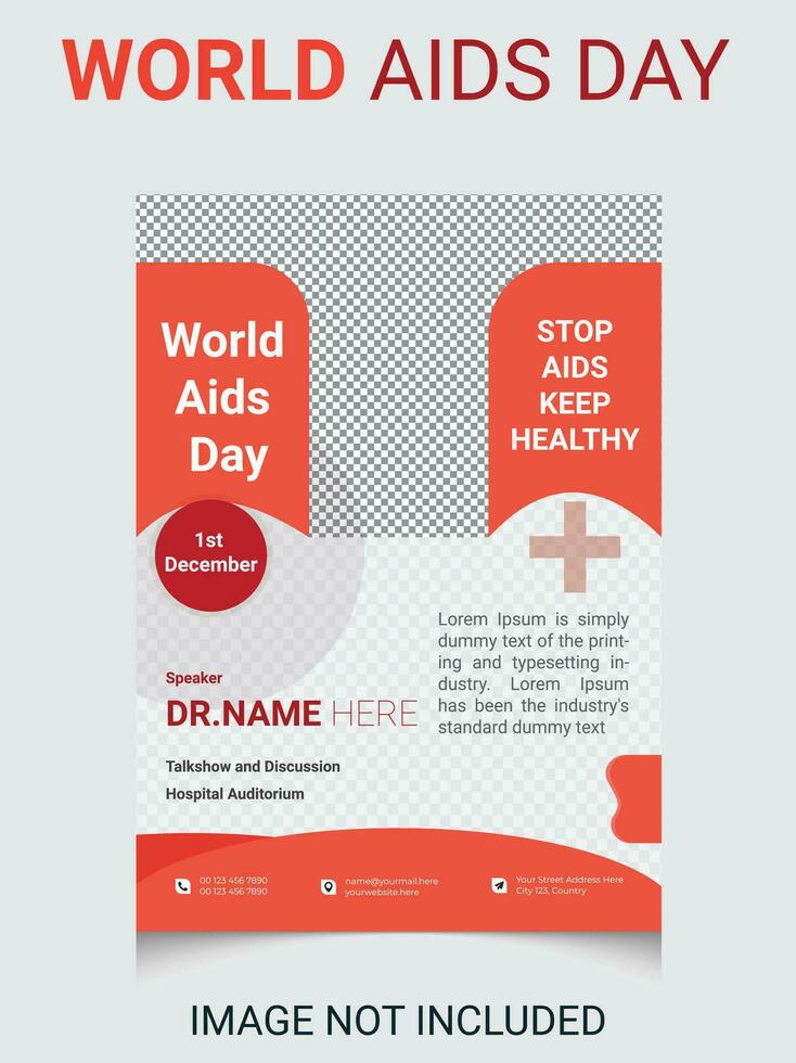 monde sida journée conscience ruban et le texte sur rouge Contexte. soins de santé et médicament concept. vecteur