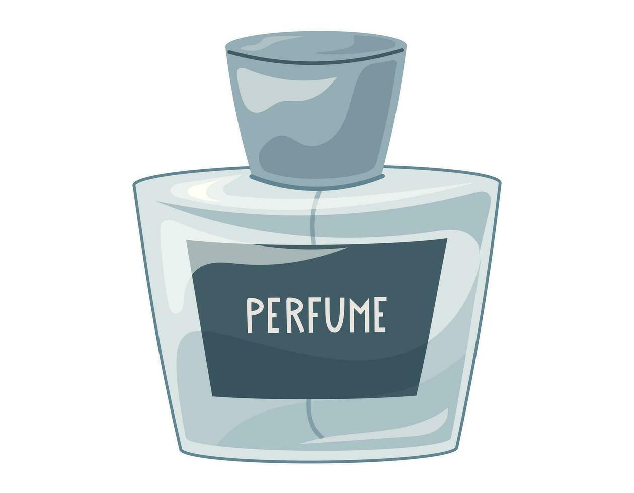 verre élégant bouteille de parfumé parfum. vecteur isolé dessin animé bleu eau de parfum.