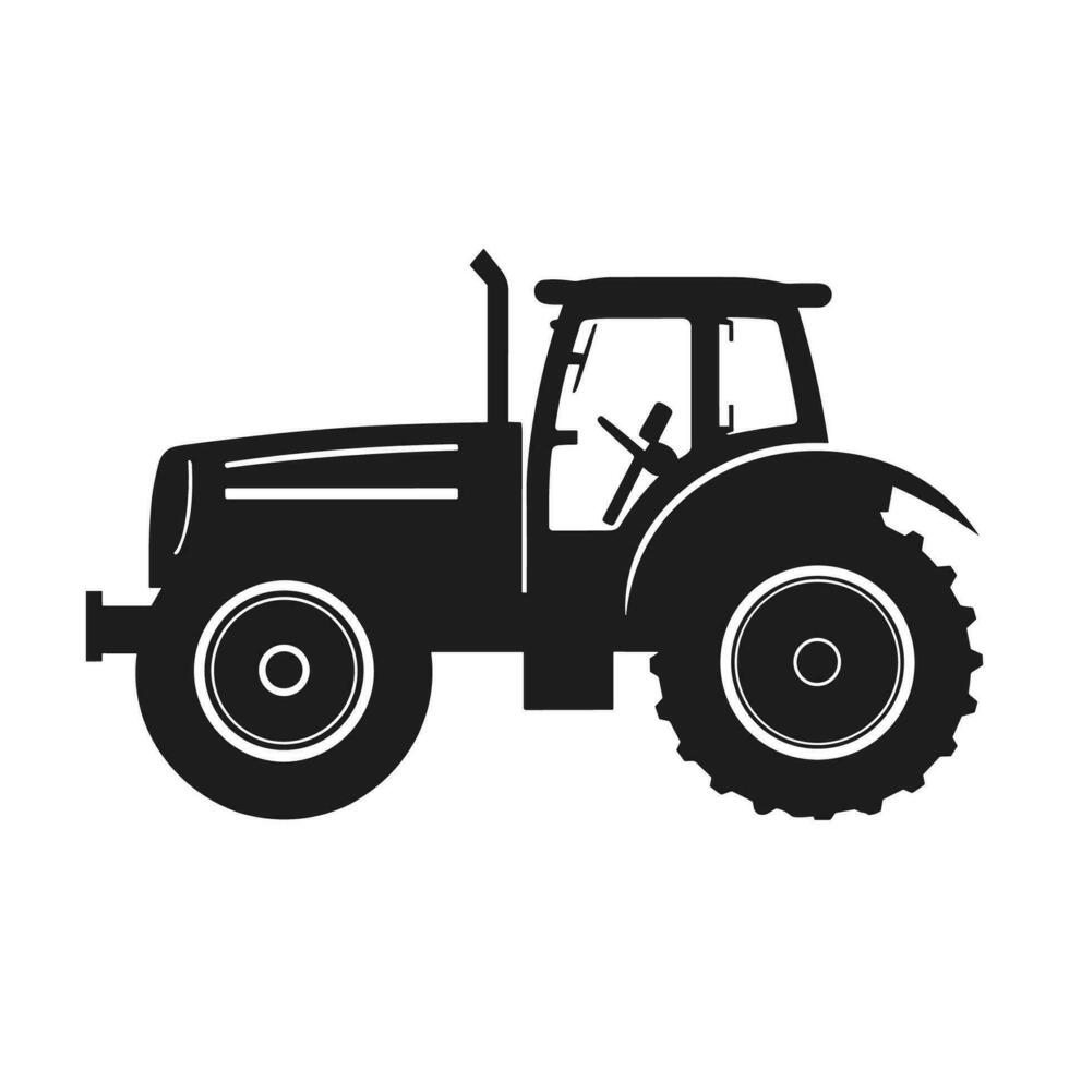 une tracteur vecteur noir clipart isolé sur une blanc arrière-plan, une ferme tracteur silhouette