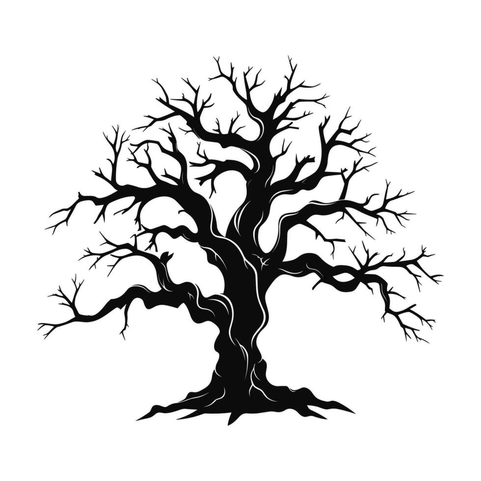 effrayant mort arbre silhouette vecteur gratuit