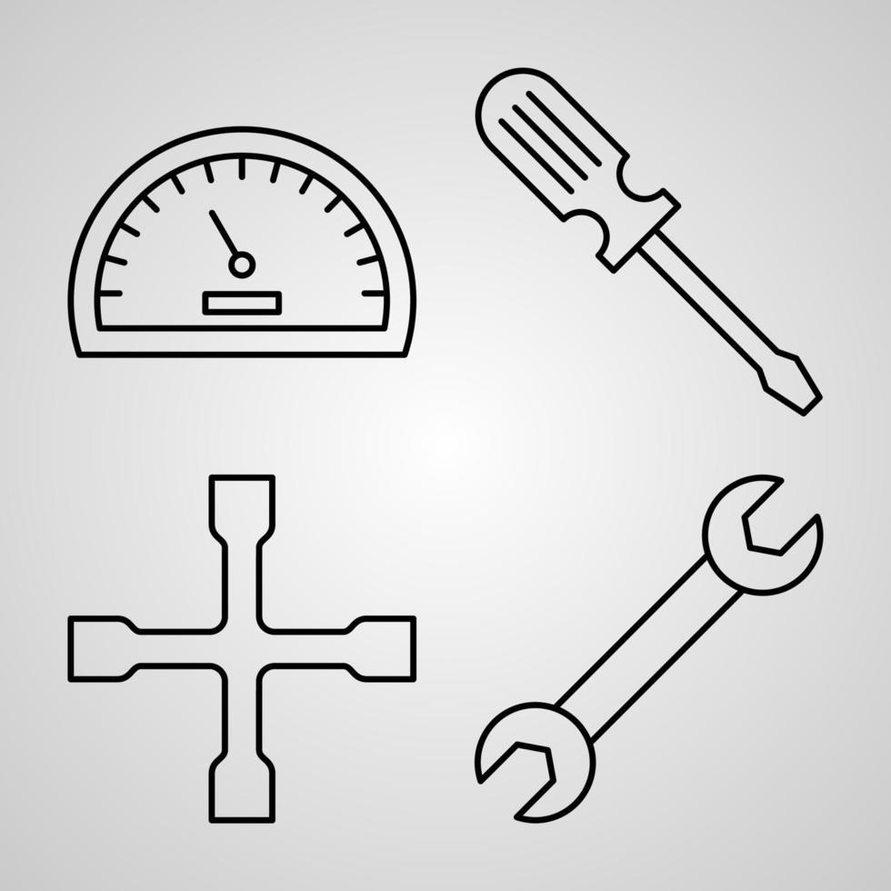 ensemble simple d'icônes de ligne vectorielle de service de voiture vecteur