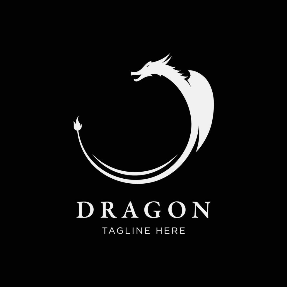 logo conception de Feu dragon tête et ailes isolé Contexte. vecteur