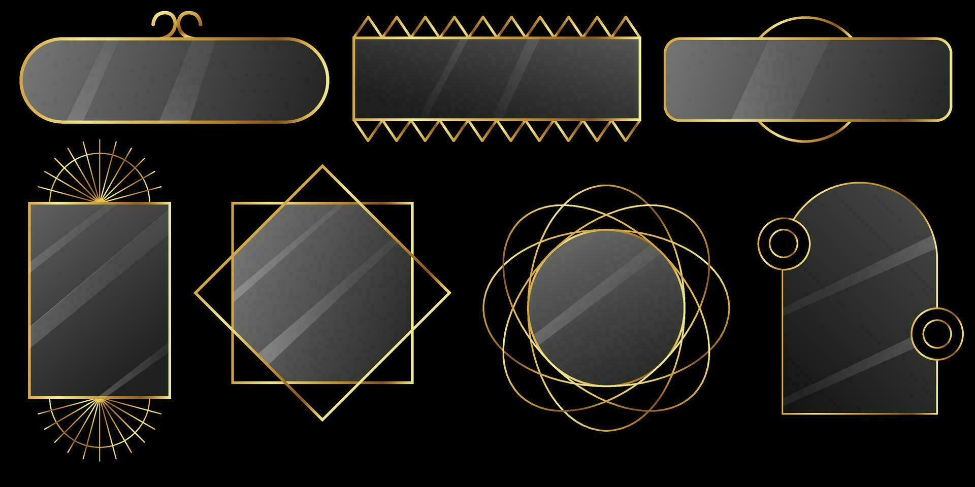 or métal cadres et ui éléments avec exquis décoration. cadres de divers formes, cadres pour avatars. métal éléments pour Jeux vecteur