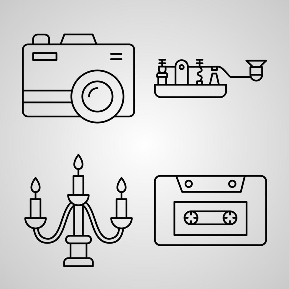 ensemble d'icônes de ligne vectorielle de rétro vecteur