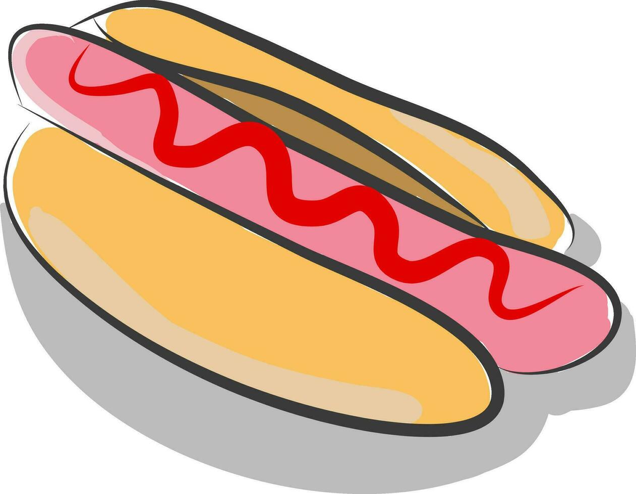 le rose et rouge en sauce Hot-dog vecteur ou Couleur illustration
