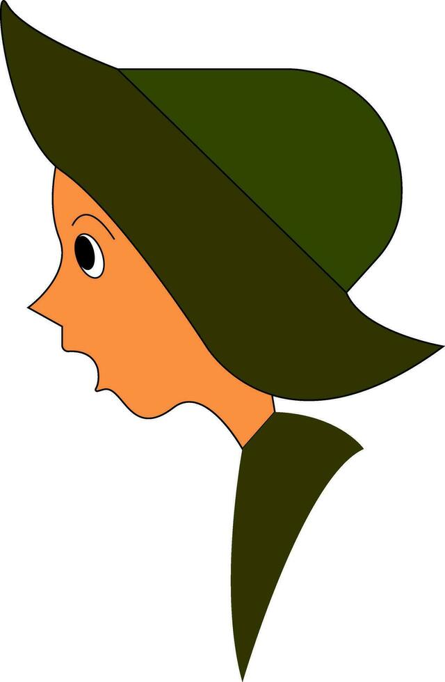une peu garçon avec le sien bouche ouvert est habillé dans une vert costume vecteur ou Couleur illustration