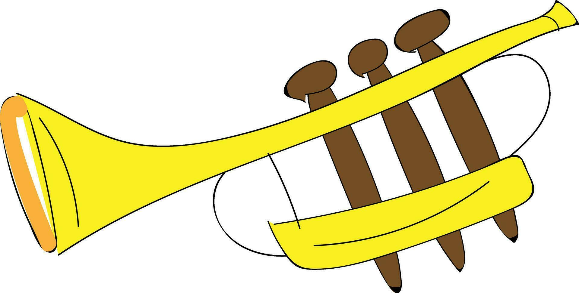 Jaune dessin animé trompette vecteur illustration sur blanc Contexte