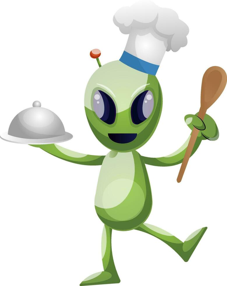 extraterrestre chef, illustration, vecteur sur blanc Contexte.