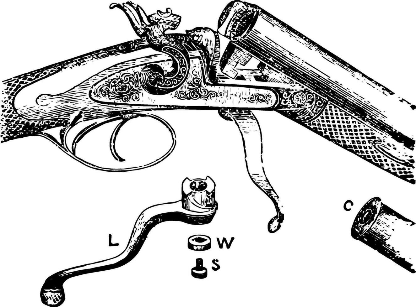 central Feu pistolet, ancien illustration. vecteur