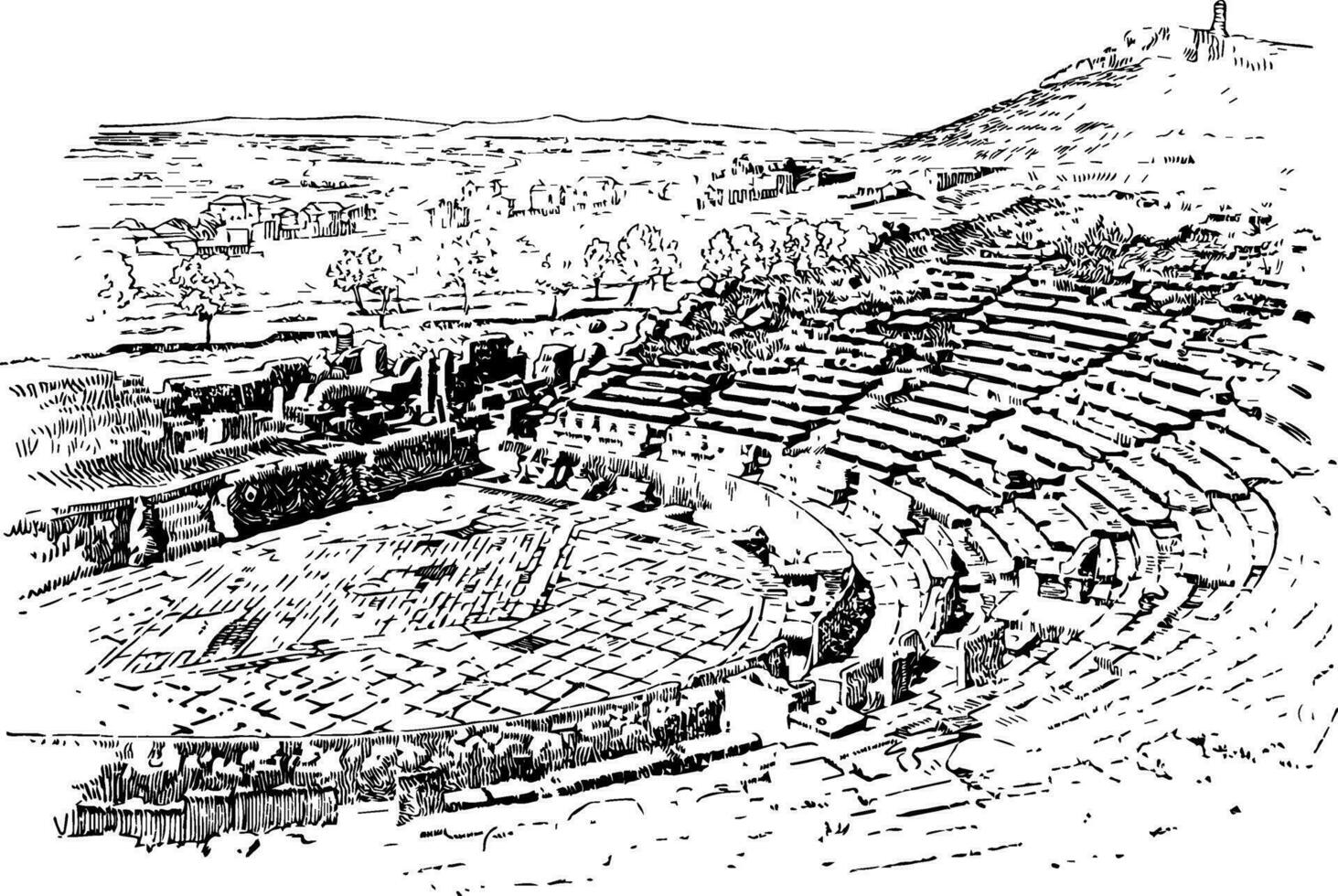 théâtre de Athènes, ancien illustration. vecteur