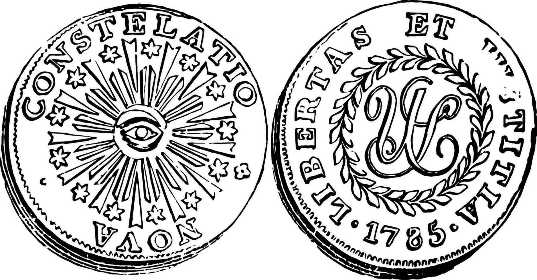 cuivre cent pièce de monnaie, 1785 ancien illustration. vecteur