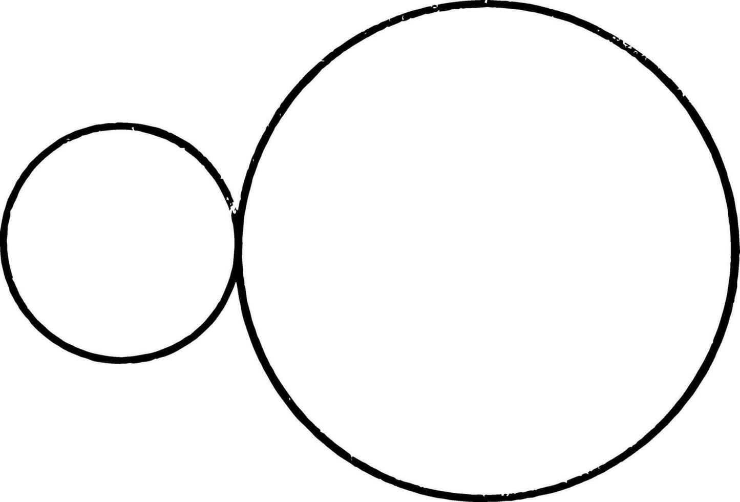 2 extérieurement tangente cercles ancien illustration. vecteur