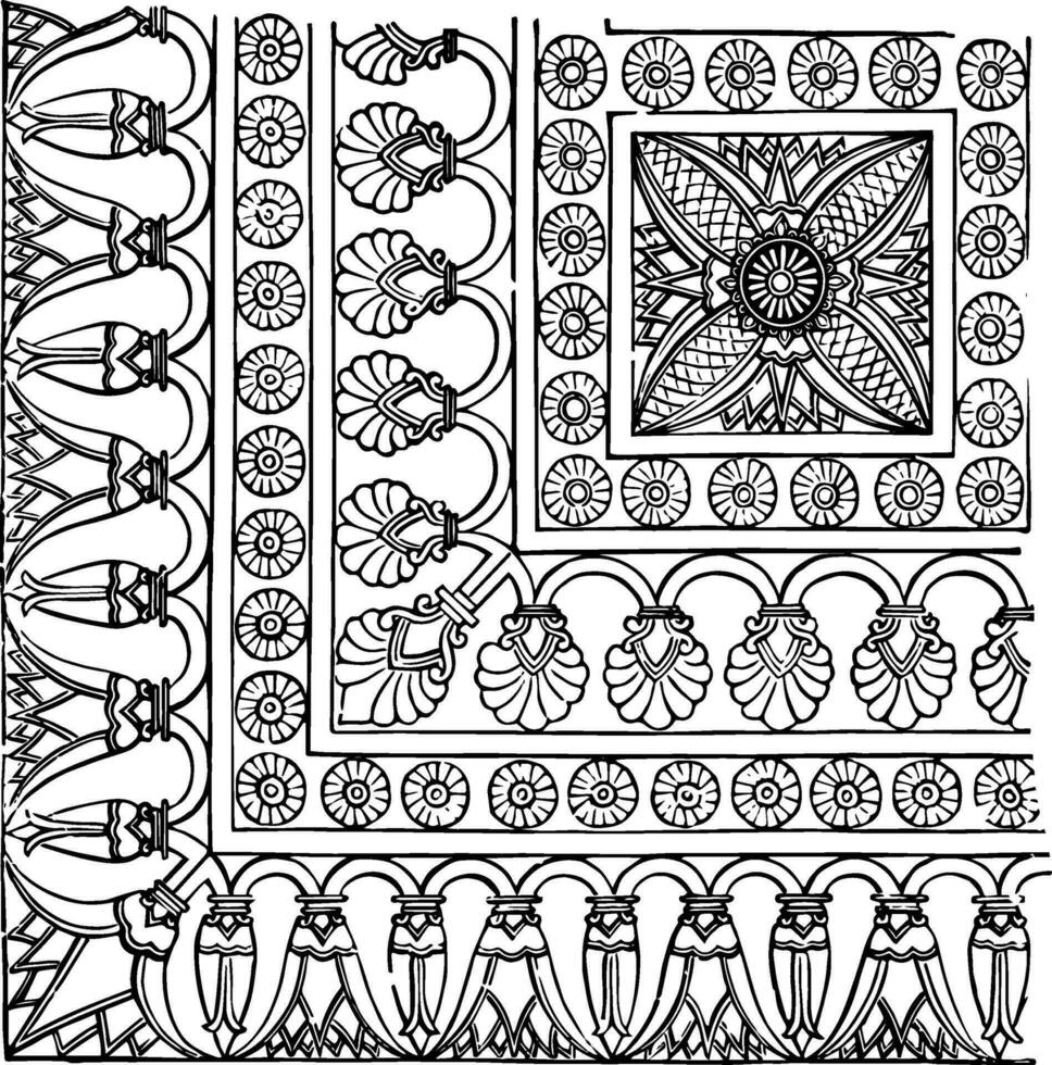 partie de le sol décoration de Nord palais, Ninive ancien illustration. vecteur