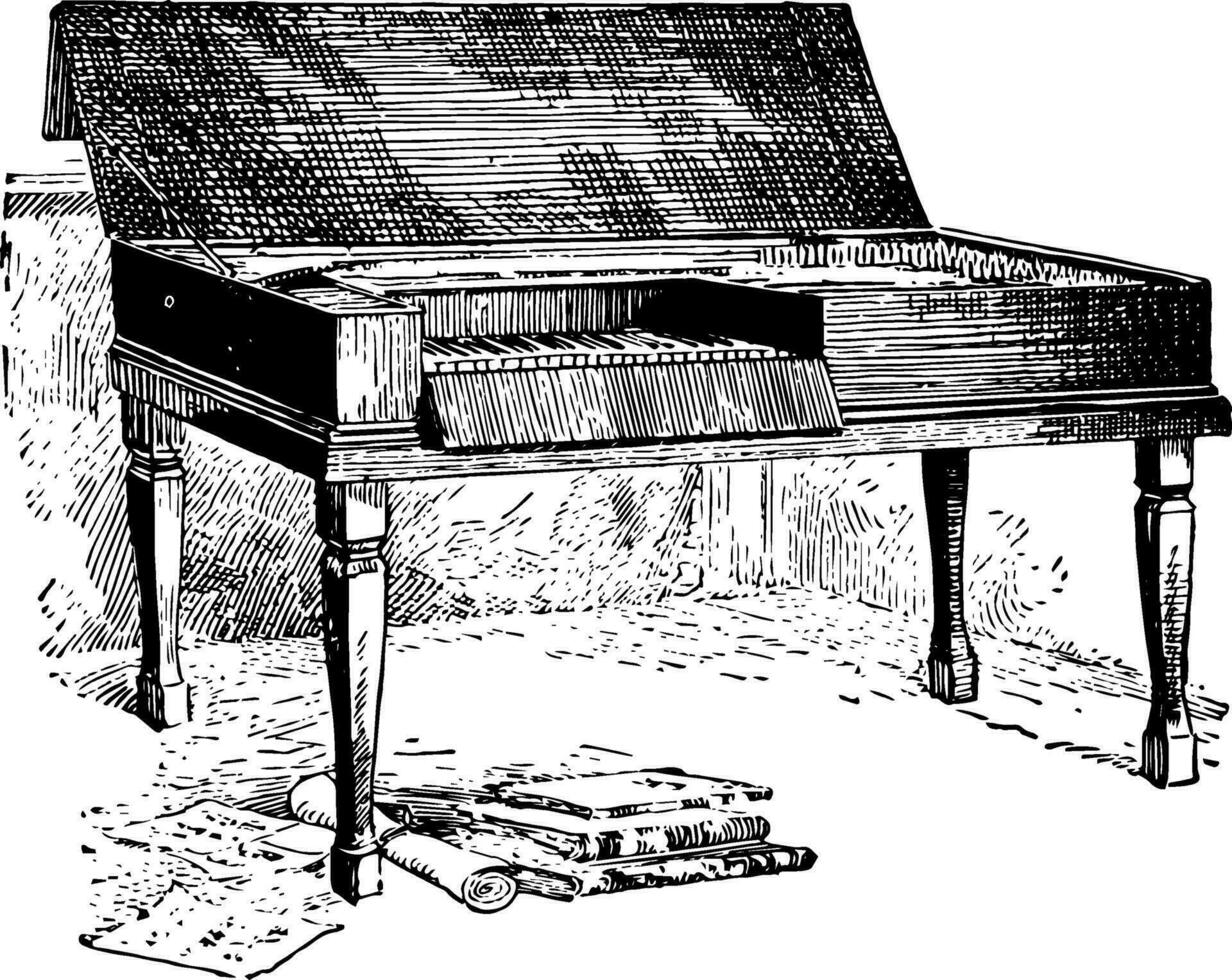 Mozart épinette, ancien illustration. vecteur