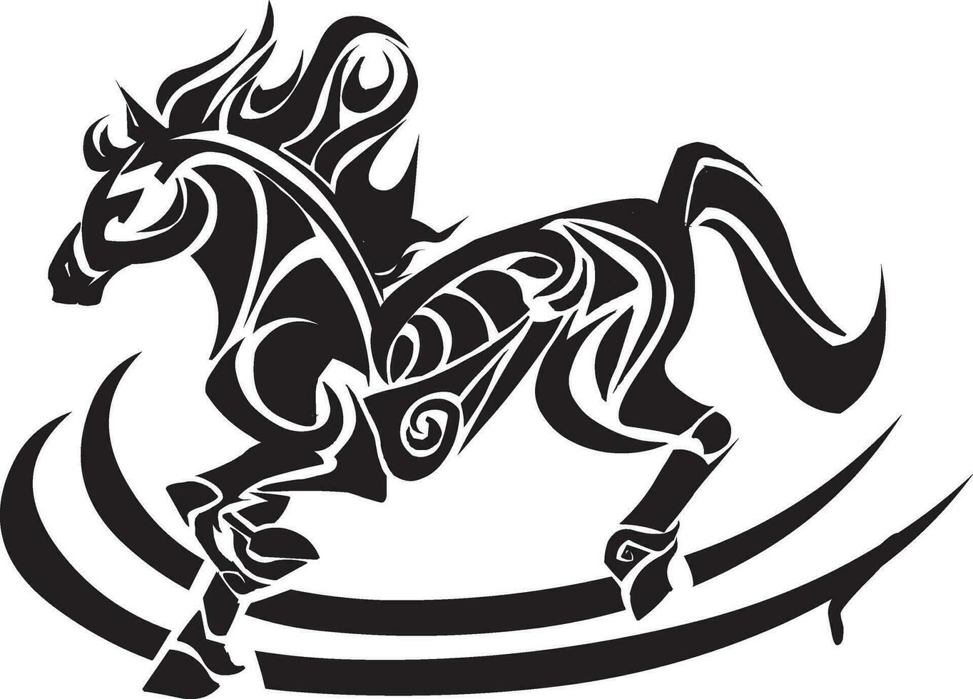 tatouage de fonctionnement cheval, ancien gravure. vecteur