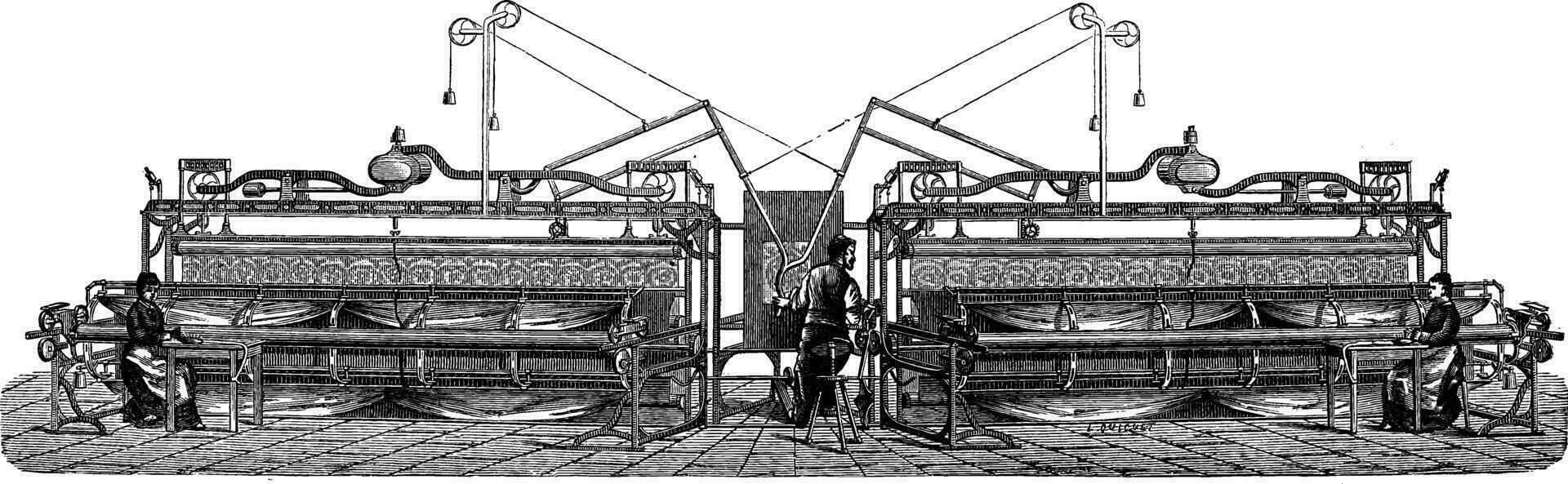 broderie machine, ancien gravure vecteur