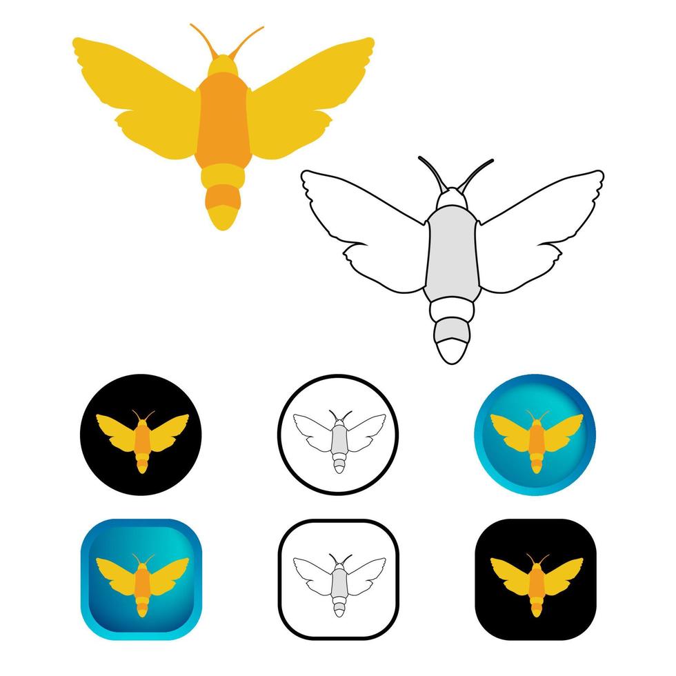 collection d'icônes d'insectes papillon plat vecteur