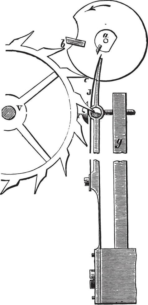 chronomètre échappement, ancien gravure. vecteur