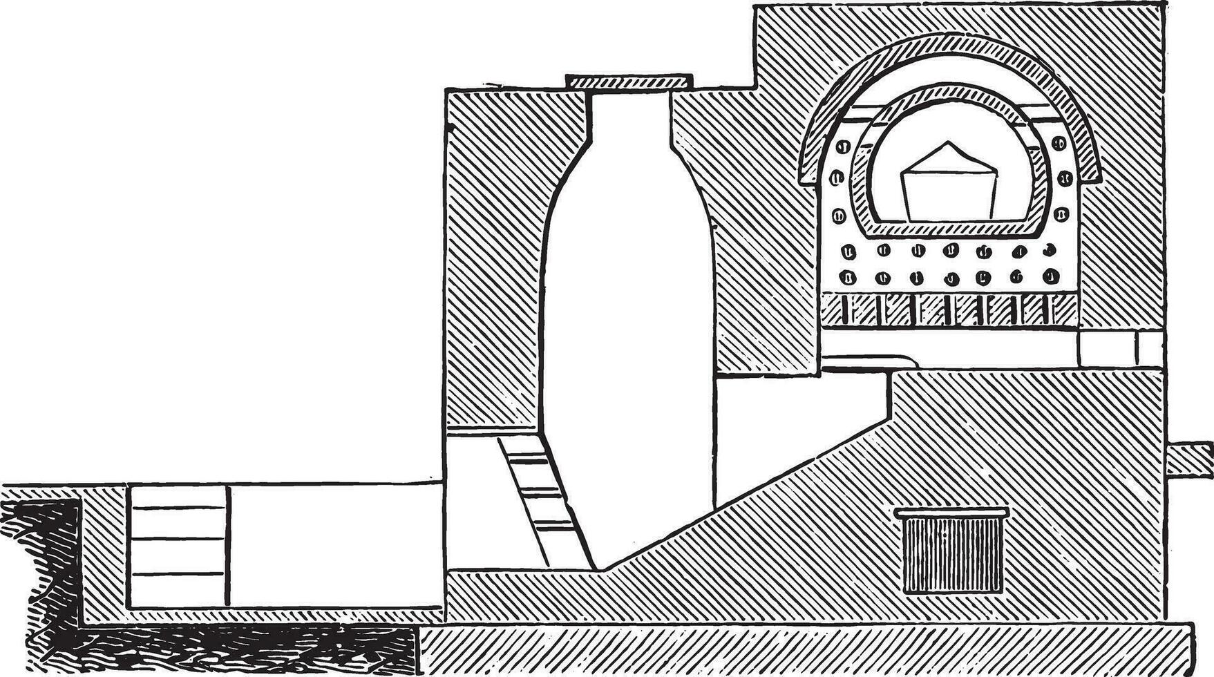 fourneau muller et fichet, ancien gravure. vecteur