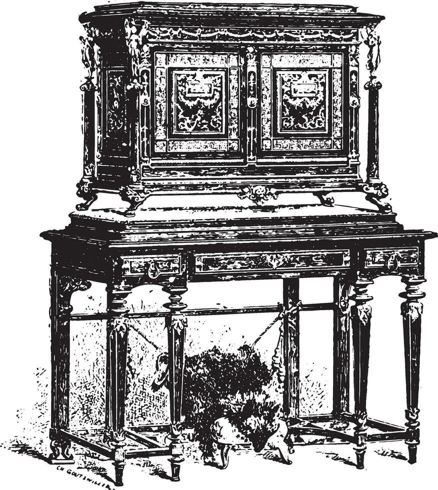 cabinet fourdinois, ancien gravure. vecteur