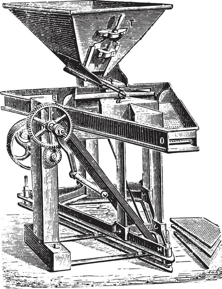 purificateur perfectionné par m. josse hignette, ancien gravure. vecteur