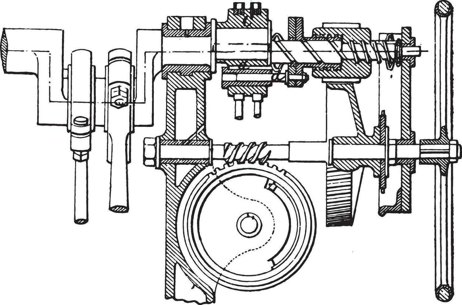 farcot servomoteur treuil, ancien gravure. vecteur