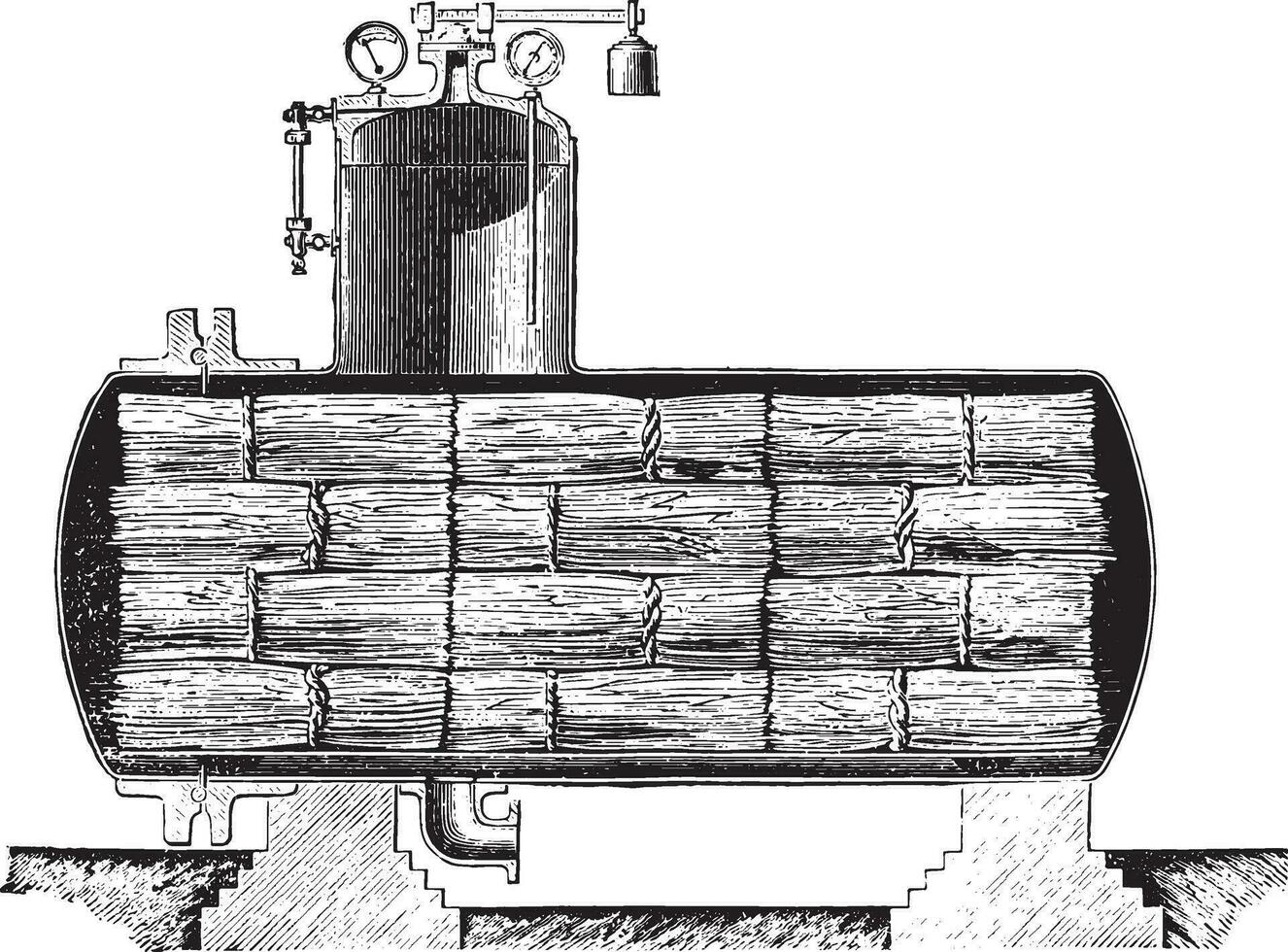 séchoir pour roui lin parsemé système, ancien gravure. vecteur