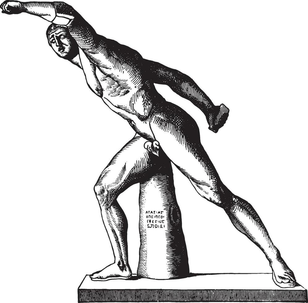 le combattant gladiateur par agasies de éphèse, ancien gravure. vecteur