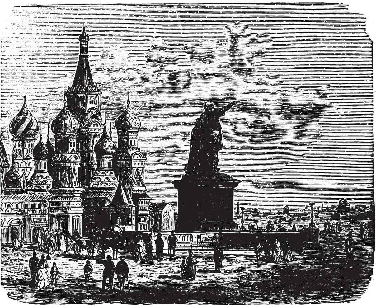 église de st. basilic dans Moscou, ancien gravure. vecteur