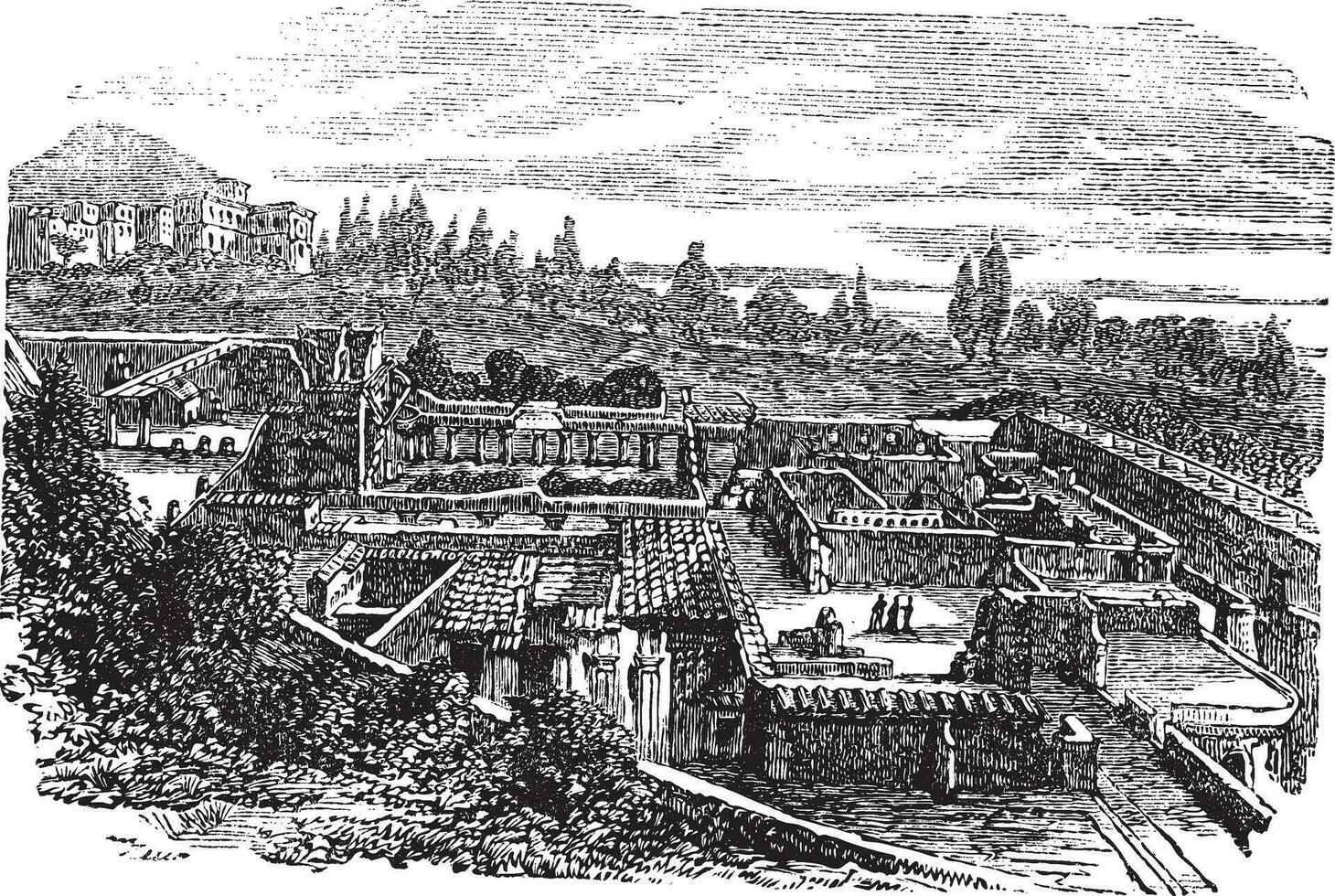 ruines à herculanum ou Ercolano, Italie ancien gravure vecteur