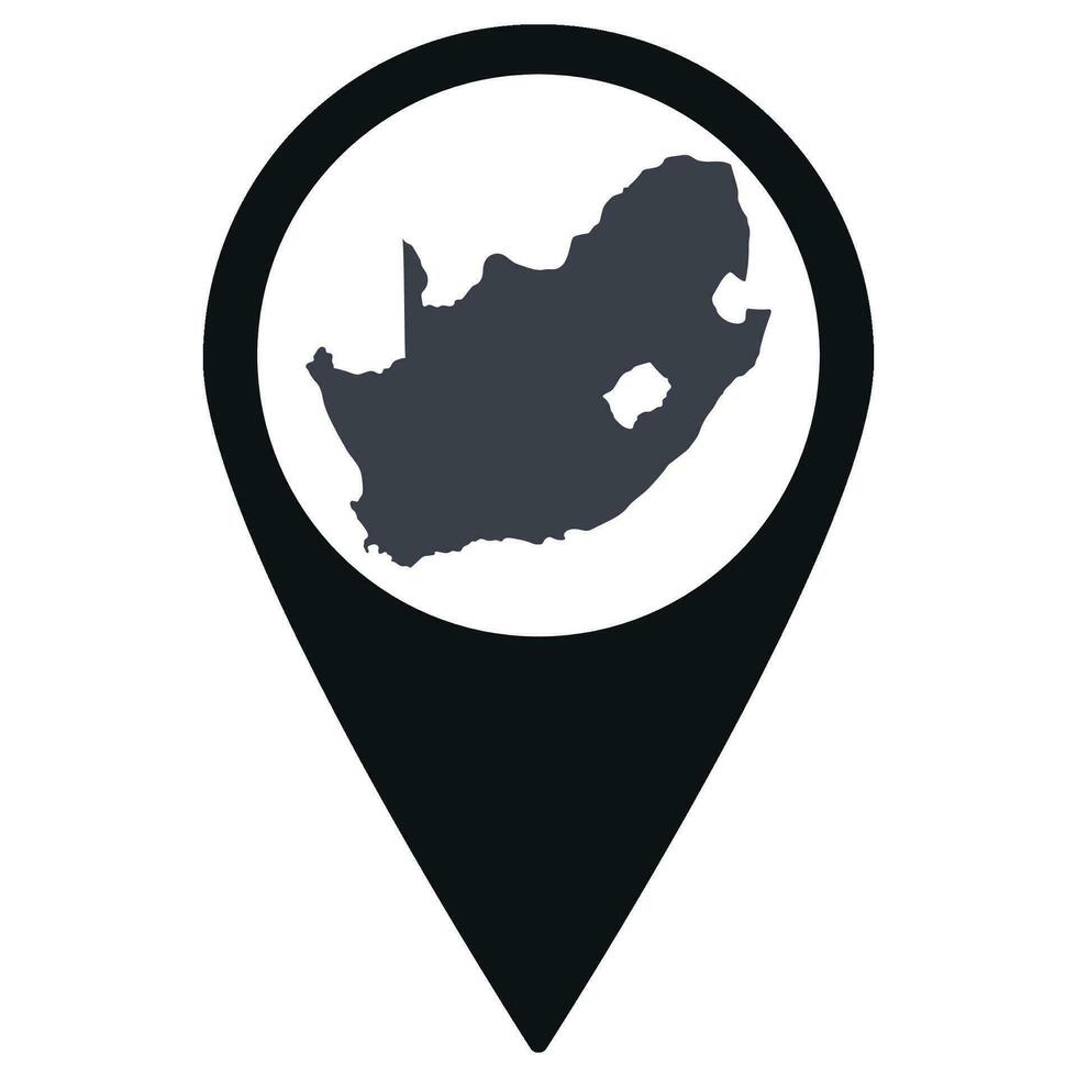 noir aiguille ou épingle emplacement avec Sud Afrique carte à l'intérieur. carte de Sud Afrique vecteur