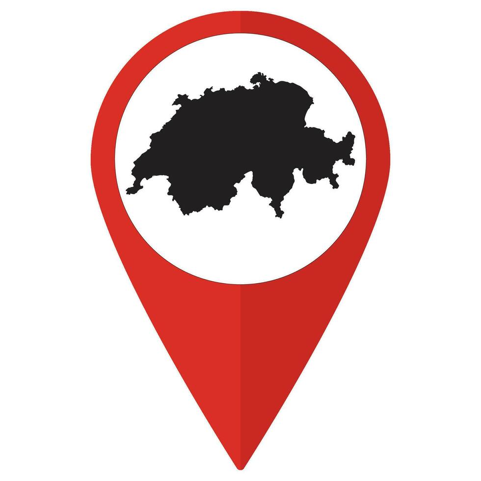 rouge aiguille ou épingle emplacement avec Suisse carte à l'intérieur. carte de Suisse vecteur