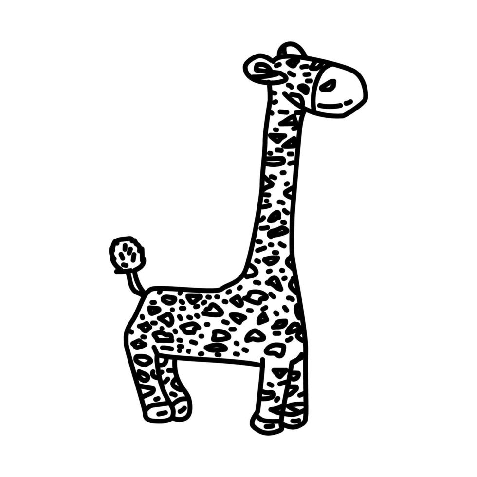 icône de jouet pour chien girafe. doodle dessinés à la main ou style d'icône de contour vecteur