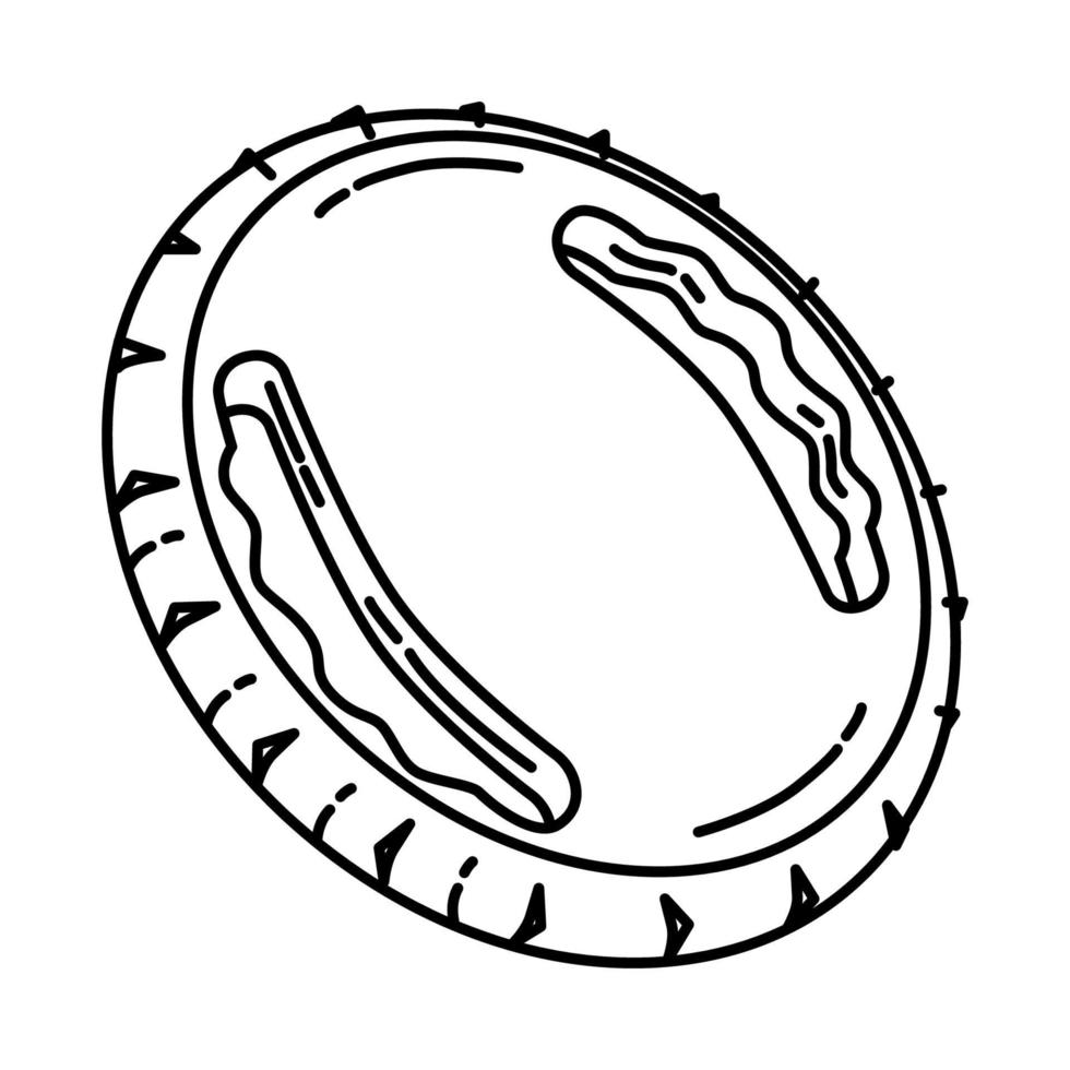 disque de chien en caoutchouc volant icône de frisbee. doodle dessinés à la main ou style d'icône de contour vecteur