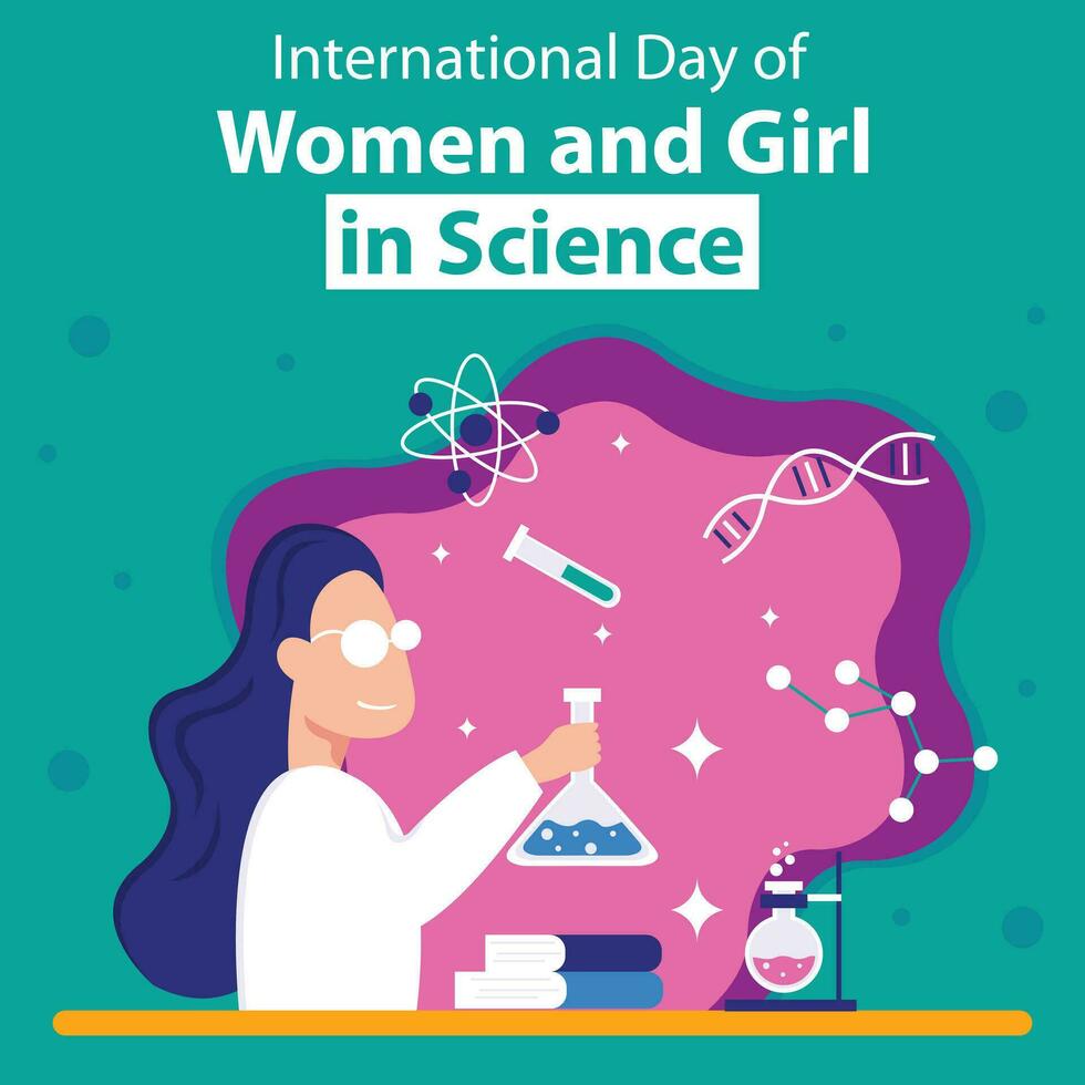 illustration vecteur graphique de une femme est expérimenter avec mélange produits chimiques, parfait pour international jour, femmes et fille dans science, célébrer, salutation carte, etc.