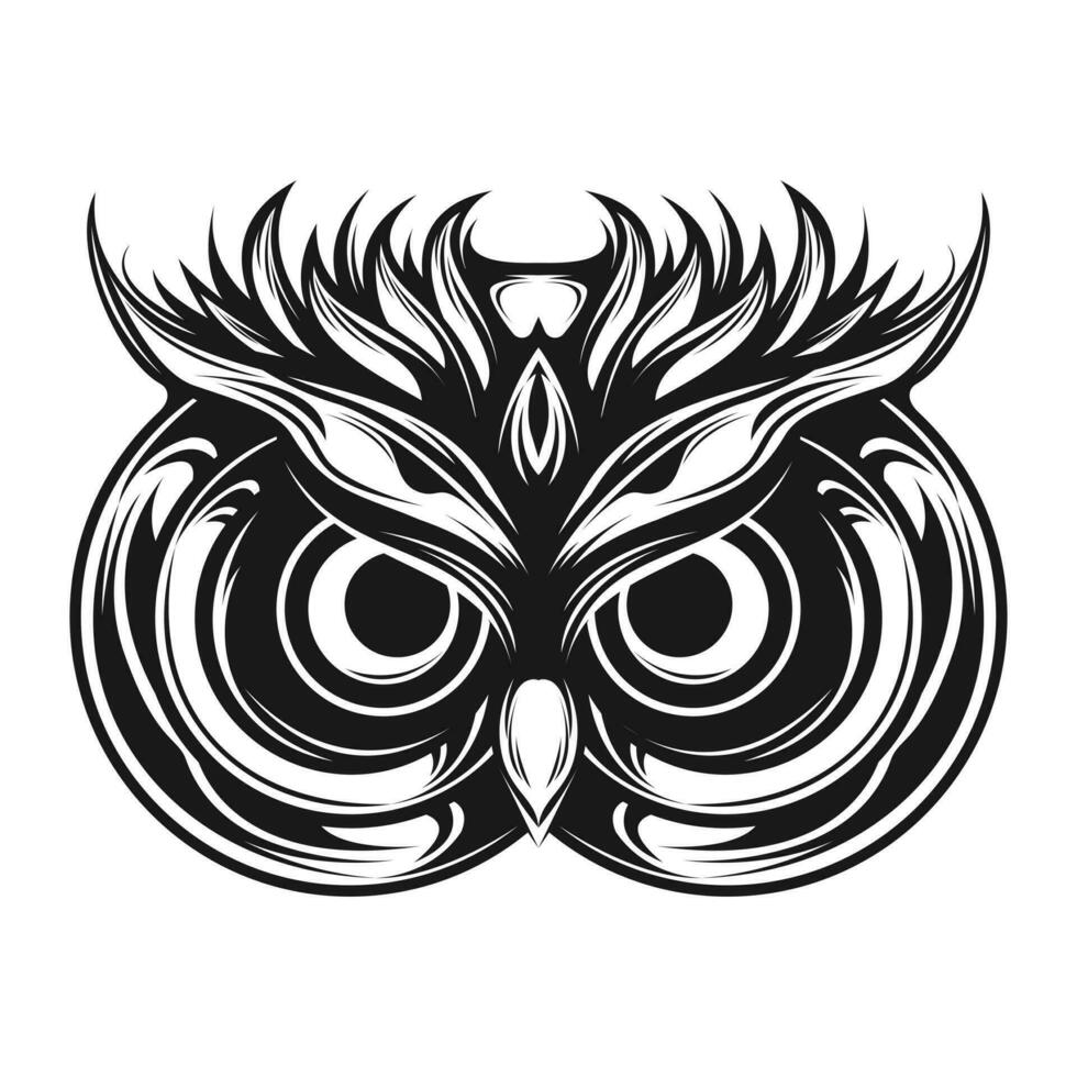 hibou tête avec tribal conception sur il vecteur