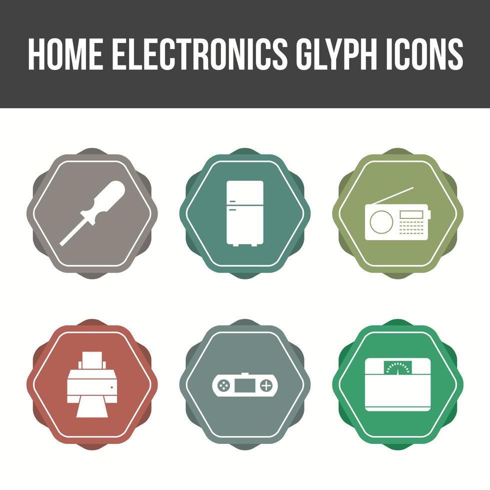 jeu d'icônes unique de glyphe d'électronique domestique vecteur