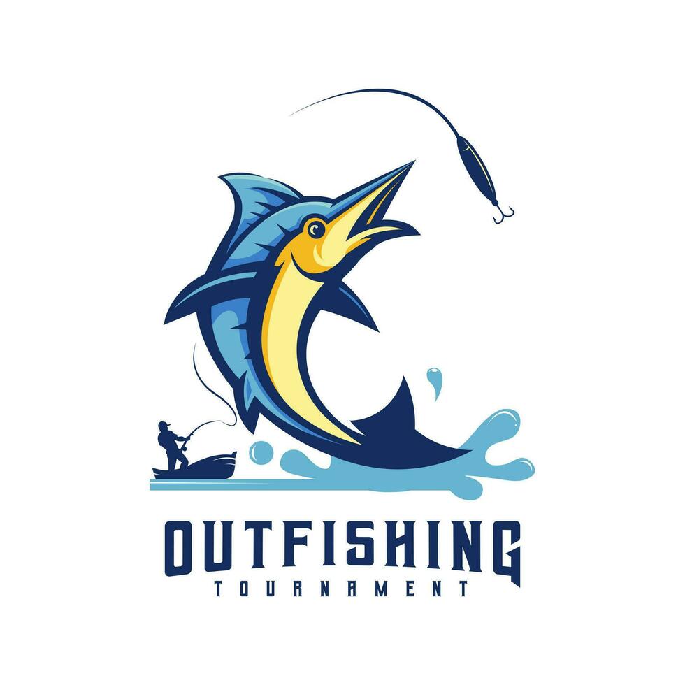 marlin logo. génial à utilisation à votre bleu marlin pêche activité vecteur